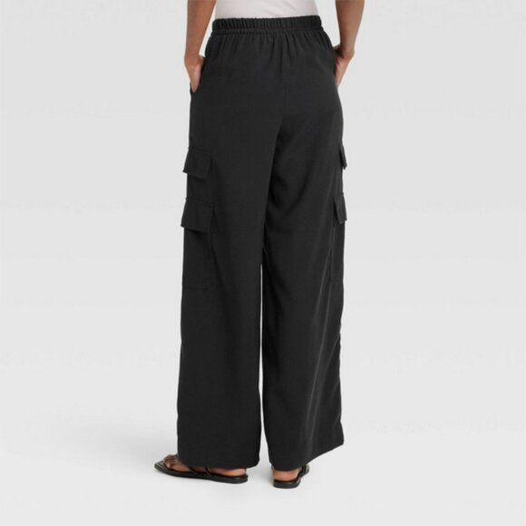 Women's High-Rise Wide Leg Cargo Pants - A New Day Black XXL - Picture 3 of 5